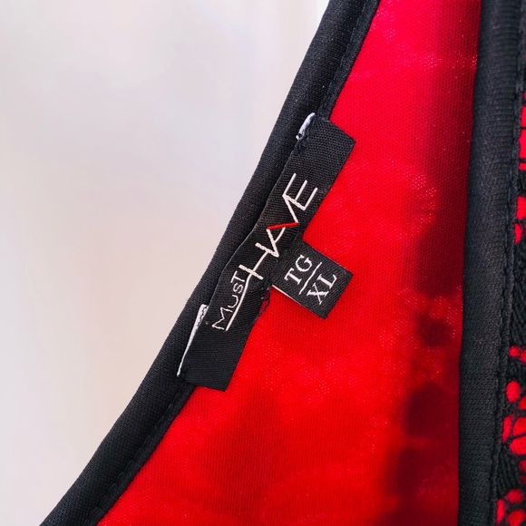 Red dress with black lace overlay. Like new. Size XL - Picture 2 of 2